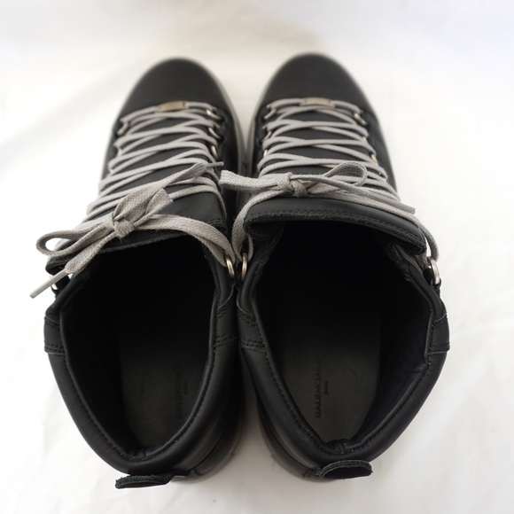 BALENCIAGA Gray Arena Leather High Top Sneakers - Picture 6 of 8